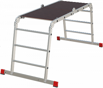 Профессиональная алюминиевая лестница-трансформер с помостом, ширина 650 мм NV3332