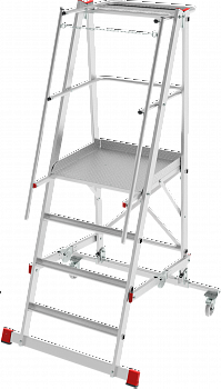 Индустриальная передвижная складная лестница-стремянка с платформой NV 5540 артикул 5540104
