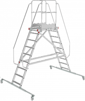 Индустриальная передвижная двухсторонняя лестница-подмости с платформой NV5520 артикул 5520209