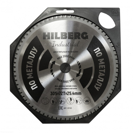 Диск пильный  Hilberg Industrial Металл 305*25,4*72Т HF305