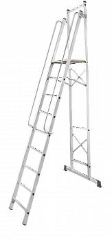 Лестница-стремянка передвижная складная с платформой 450×450 мм и поручнями NV 1540 артикул 1540109