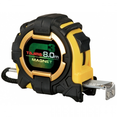 Рулетка G3 LOCK 27 8м/27мм, цвет черно-желтый TAJIMA G3M780MT