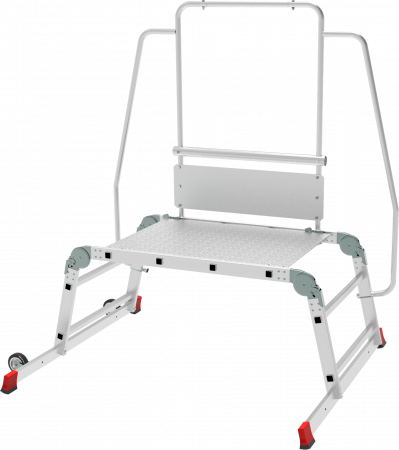 Индустриальные алюминиевые подмости с рабочей высотой до 3 м с металлическим настилом и поручнем NV5341 артикул 5341242