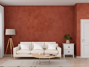 Красный шелк на стенах в интерьере