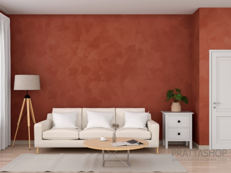 Красный шелк на стенах в интерьере