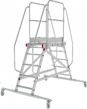 Индустриальная передвижная двухсторонняя лестница-подмости с платформой NV5520 артикул 5520205