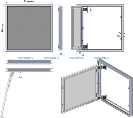 Люк под плитку Лючки.рф Секрет-Лайт 50-50