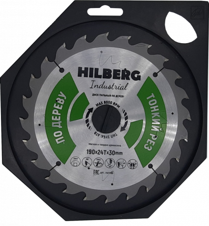 Диск пильный Hilberg Industrial Дерево тонкий рез 190*30*24Т HWT190