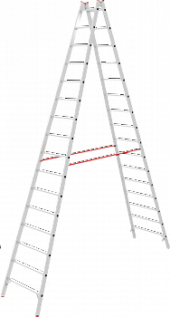 Индустриальная двухсторонняя алюминиевая стремянка с перекладинами NV5123 артикул 5123216