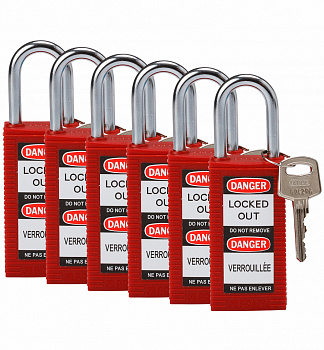 Замки Brady нейлоновые со стальной дужкой и удлиненным корпусом