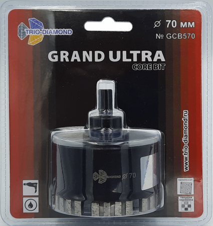 Коронка алмазная по керамограниту 70 мм Grand Ultra GCB570