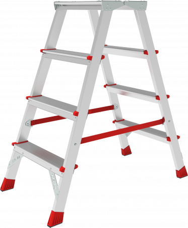 Профессиональная двухсторонняя анодированная стремянка с площадкой 350×260 мм NV3121А