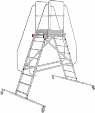 Индустриальная передвижная двухсторонняя лестница-подмости с платформой NV5520 артикул 5520208