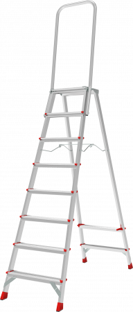 Профессиональная анодированная стремянка с площадкой 350×260 мм и дугой безопасности 800 мм NV 3136А артикул 3136108A