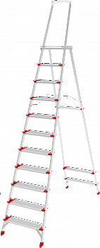 Профессиональная алюминиевая стремянка со ступенями 130 мм и складной площадкой 350×260 мм NV 3137 артикул 3137111