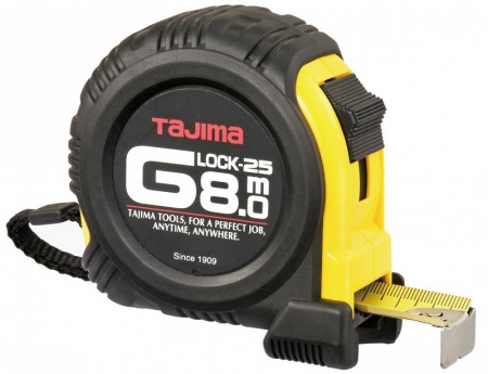 Рулетка G LOCK 8м/25мм, цвет черно-желтый TAJIMA G5P80MT