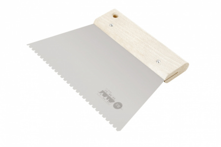 Профессиональный шпатель трапеция с деревянной ручкой 200 зуб B-3 COMENSAL