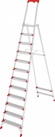 Профессиональная алюминиевая стремянка со ступенями 130 мм, складной площадкой 350×260 мм и органайзером NV 3138 артикул 3138112