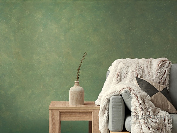 Матовое покрытие с блестками в золотисто зеленом оттенке