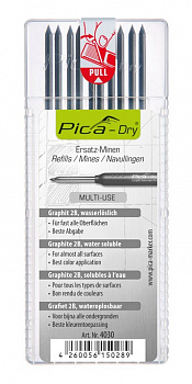 PICA-MARKER 4030 К-т грифелей для карандаша Pica - Dry (10 шт графитовые) в кейсе