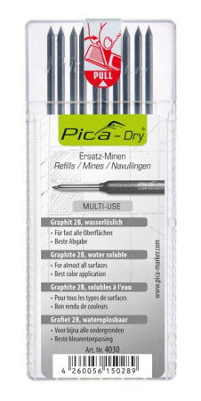 PICA-MARKER 4030 К-т грифелей для карандаша Pica - Dry (10 шт графитовые) в кейсе