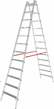 Индустриальная двухсторонняя алюминиевая стремянка с развальцованными ступенями NV5120 артикул 5120212