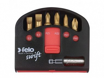 Набор бит PZ/PH Diamond с держателем бит в кейсе Swift, 7 шт FELO 02060386