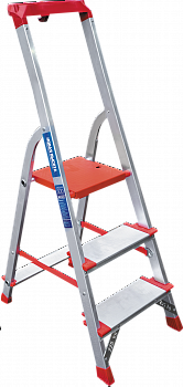 Профессиональная алюминиевая стремянка со ступенями 130 мм и органайзером NV 3118 артикул 3118103