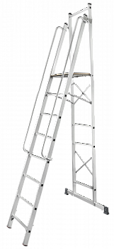 Лестница-стремянка передвижная складная с платформой 450×450 мм и поручнями NV 1540 артикул 1540108