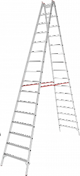 Индустриальная двухсторонняя алюминиевая стремянка с развальцованными ступенями NV5120 артикул 5120216
