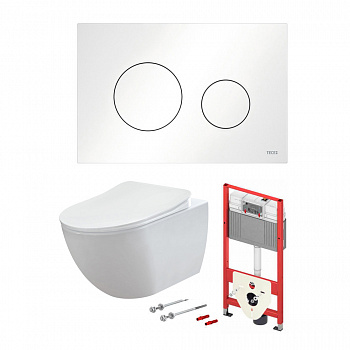 TECE Комплект с панелью смыва TECEloop 2.0 белая матовая и унитазом CREAVIT FREE Белый матовый 1000103