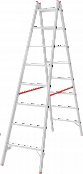 Индустриальная двухсторонняя алюминиевая стремянка с перекладинами NV5123 артикул 5123208