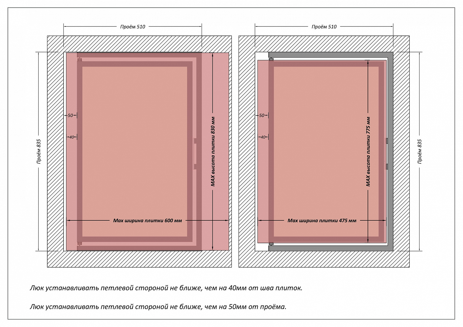 Люк ревизионный / 500х800 мм