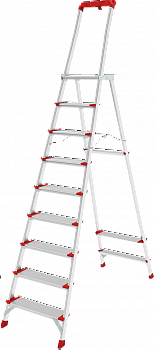 Профессиональная алюминиевая стремянка со ступенями 130 мм, складной площадкой 350×260 мм и органайзером NV 3138 артикул 3138109