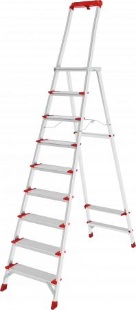 Профессиональная алюминиевая стремянка со ступенями 130 мм, складной площадкой 350×260 мм и органайзером NV 3138 артикул 3138109
