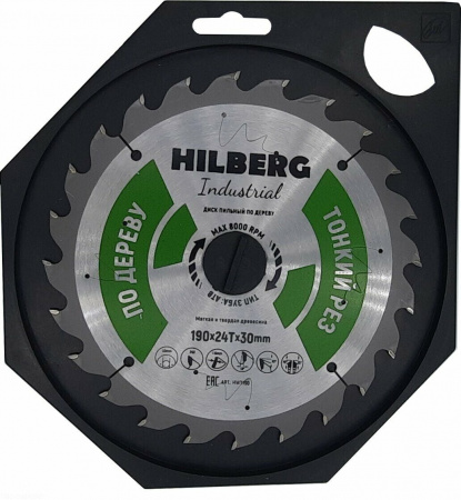 Диск пильный Hilberg Industrial Дерево тонкий рез 190*30*24Т HWT190