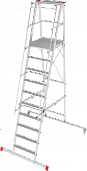 Индустриальная передвижная складная лестница-стремянка с платформой NV 5540 артикул 5540110