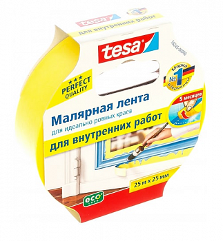 Лента малярная четкий край Желтая (5мес) 25 м х 25 мм