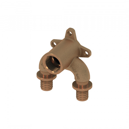 TECE  Тройник угловой с настенным креплением, закругленный, бронза 16 × Rp 1/2" × 16  708625