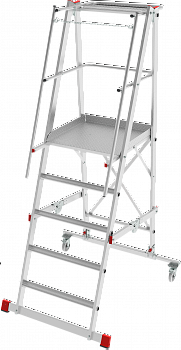 Индустриальная передвижная складная лестница-стремянка с платформой NV 5540 артикул 5540105
